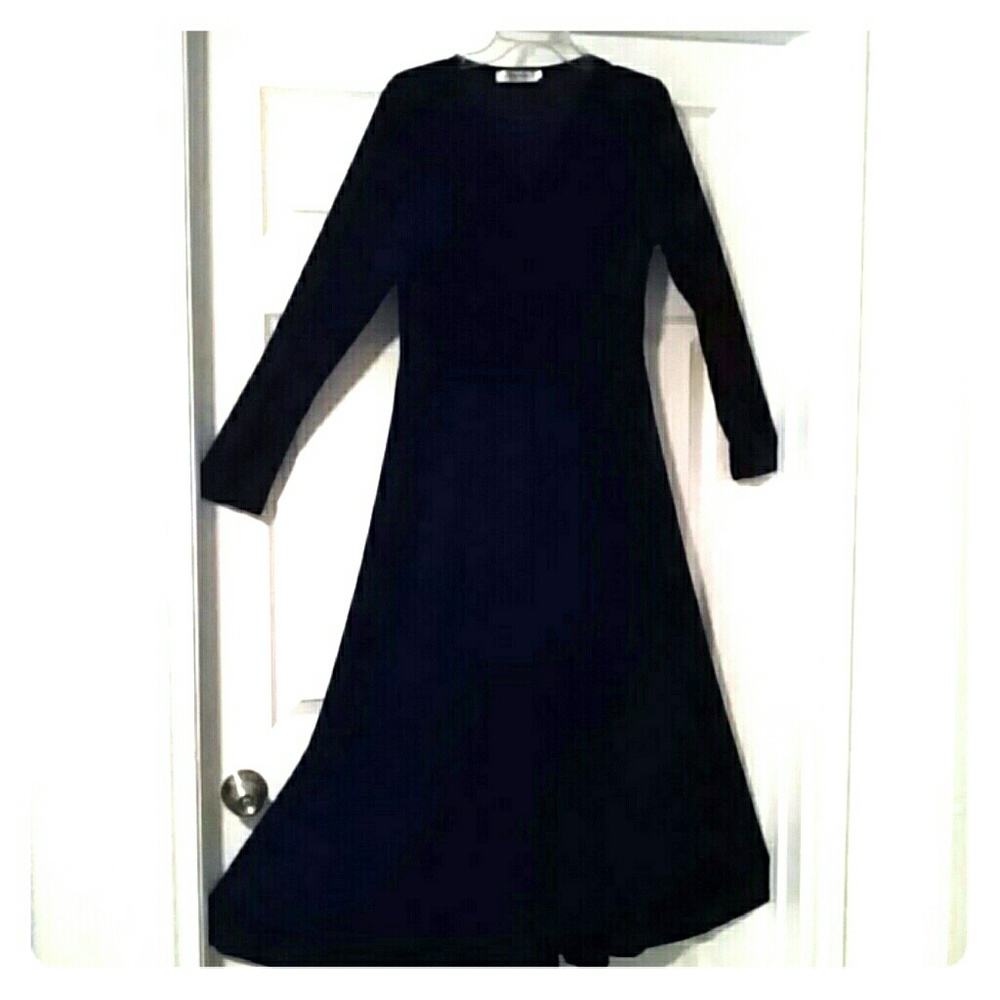 Faux Black Velvet Maxi Dress NWOT